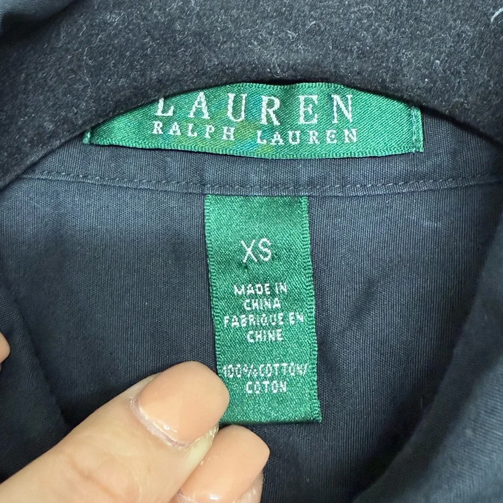 Ralph Lauren Black Ruffle Dress Shirt 100% Cotton Size XS - Picture 3 of 4